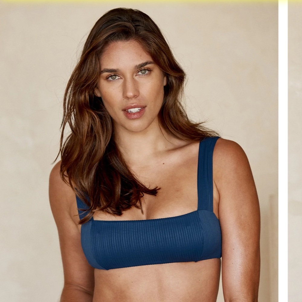 Monday Swimwear Puerto Rico Bikini Top in Navy Blue rib